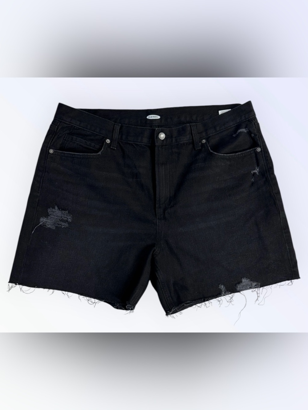Old Navy, Black Distressed Denim Women's Shorts, Size 16